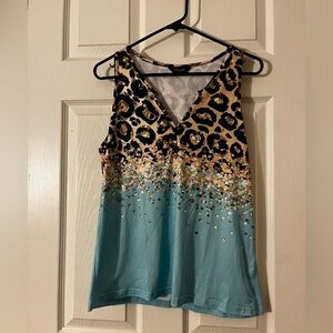 ChicMe Leopard Print Tank Top with Blue Gradient